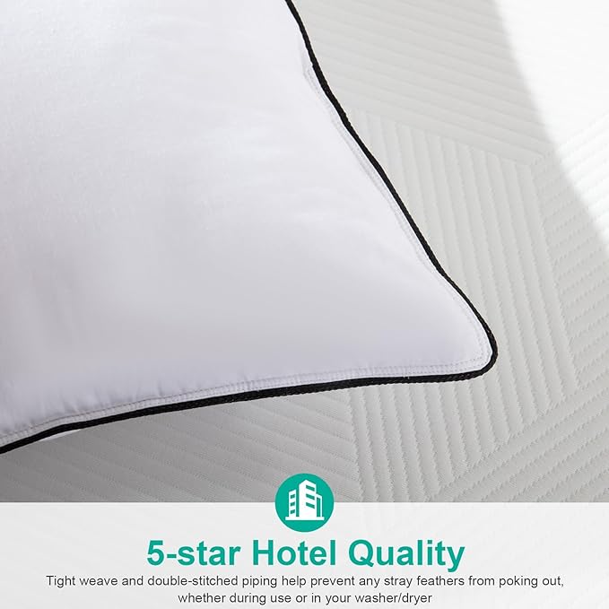 APSMILE Medium Firm Feathers Down Pillow Queen Size Pack of 1, Luxury Feathers Pillow for Sleeping, 100% Organic Cotton Cover Hotel Collection Bed Pillows for Side Sleeper (White, 20"x30")