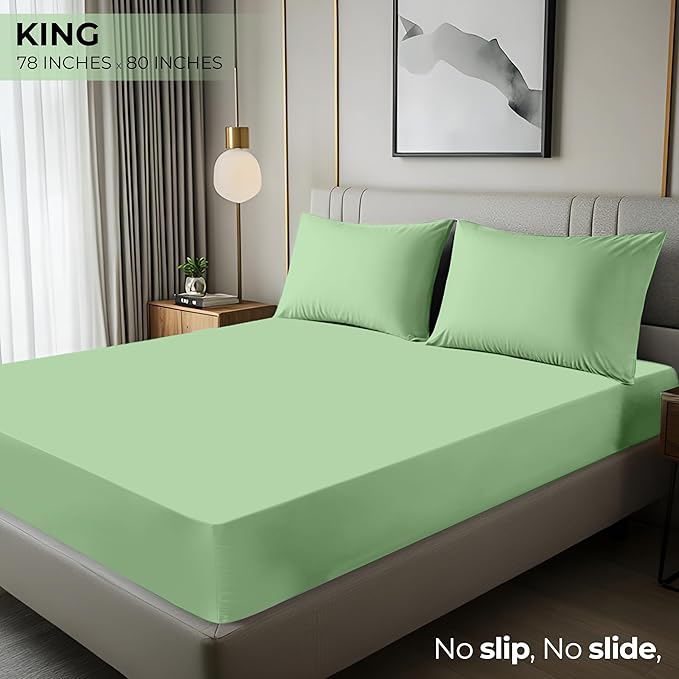 Utopia Bedding King Fitted Sheet - Bottom Sheet - Deep Pocket - Soft Microfiber - Shrinkage and Fade Resistant - Easy Care -1 Fitted Sheet Only (Sage Green)