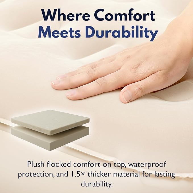 King Koil Plush Pillow Top Twin Air Mattress with Built-in High-Speed Pump for Camping, Home & Guests - 20” Twin Size Airbed Luxury Inflatable Blow Up Mattress, Waterproof, 1-Year Warranty