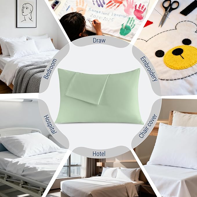 Pillowcases Standard 4 Pack, 20x26 Pillow Cases with Envelope Closure, Soft Plain Brushed Microfiber Covers Breathable Wrinkle-Resistant, Sage Green