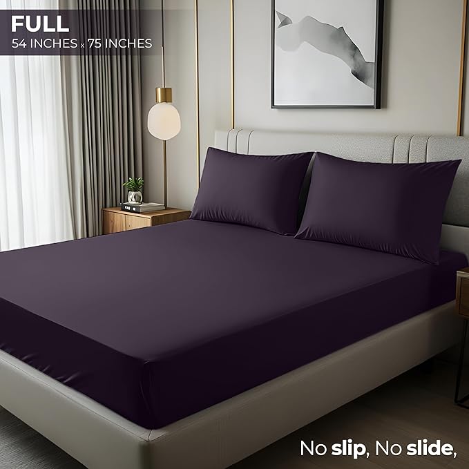 Utopia Bedding Full Fitted Sheet - Bottom Sheet - Deep Pocket - Soft Microfiber - Shrinkage and Fade Resistant - Easy Care -1 Fitted Sheet Only (Purple)
