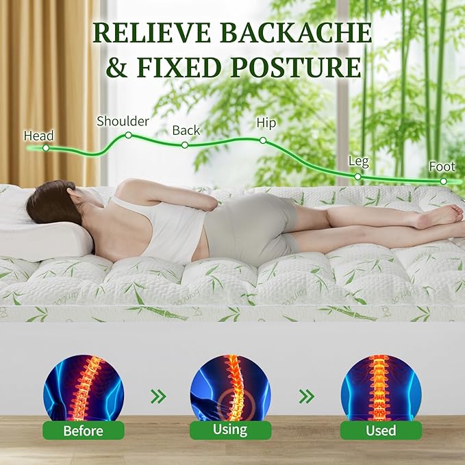 Mattress Pad Queen Size,Cooling Mattress Topper,2In Extra Thick Pillow Top for Back Pain with 8"-18" Deep Pocket(60"x80")