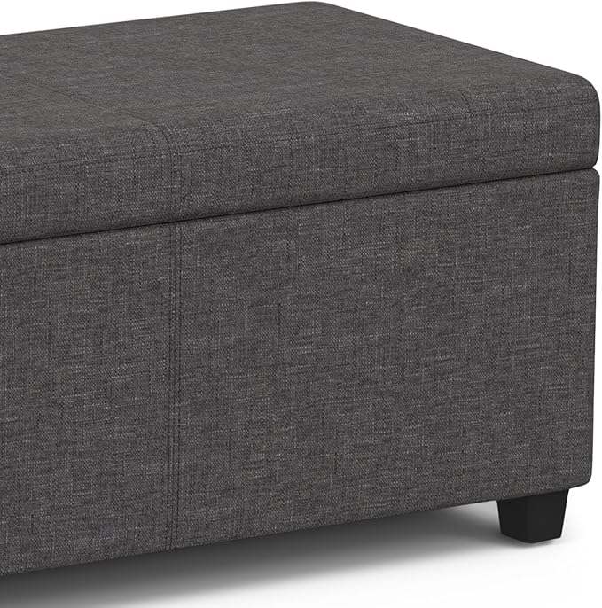 SIMPLIHOME Avalon Extra Large Storage Ottoman Bench - 54 inch Wide Upholstered Linen Look Fabric Rectangular Lift-Top Ottoman in Slate Grey, Contemporary Bench for Living Room with Hidden Storage