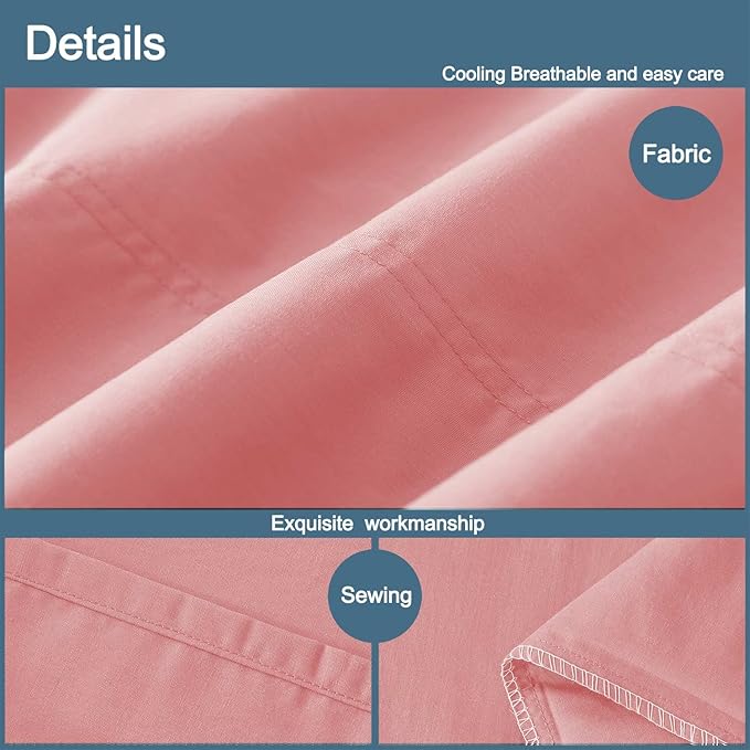 WhatsBedding Body Pillow Cover Cotton Fabric, Long Pillowcase Breathable & Skin-Friendly, Envelope Closure - Foggy Pink (20x54 inch)