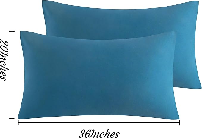 NTBAY King Pillow Cases Set of 2, 2 Pack Brushed Microfiber 20x36 Pillow Cases, Soft, Wrinkle, Fade, Stain Resistant Teal Blue Pillow Cases with Envelope Closure, 20x36 Inches, Teal Blue