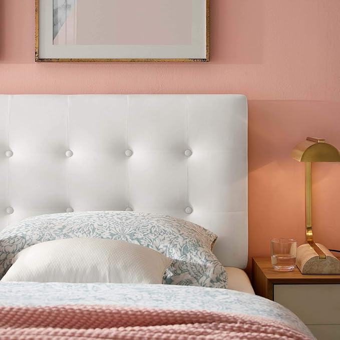 Modway Emily Full Biscuit Tufted Performance Velvet Headboard, White