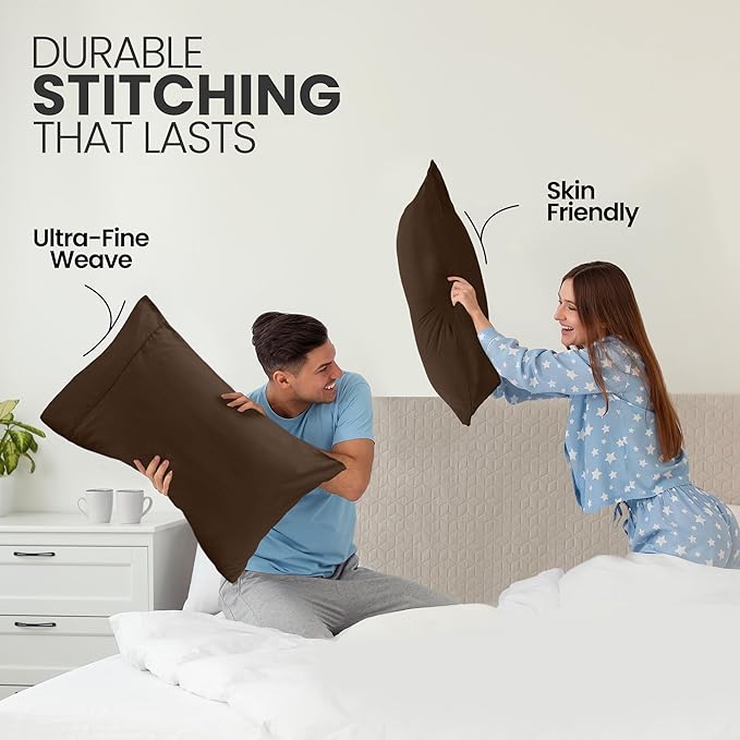 Utopia Bedding King Pillow Cases - 2 Pack - Envelope Closure - Soft Brushed Microfiber Fabric - Shrinkage and Fade Resistant Pillow Covers King Size 20 X 40 Inches (King, Brown)