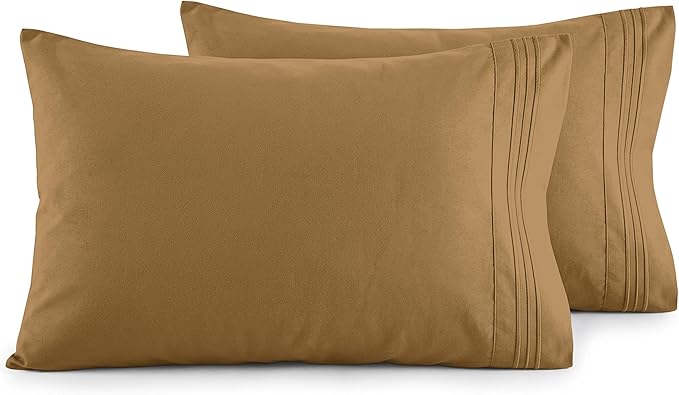 Elegant Comfort Luxury Ultra-Soft 2-Piece Pillowcase Set - 1500 Premium Hotel Quality Microfiber Double Brushed - Wrinkle Resistant, Standard/Queen, Mocha Chocolate
