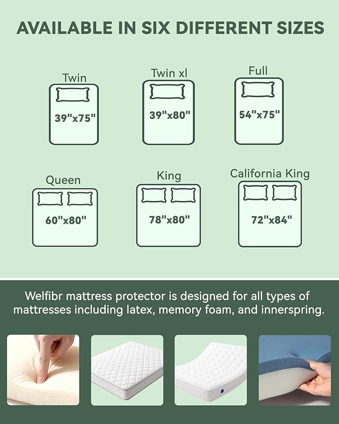 Queen Size Waterproof Mattress Protector Cooling Covers for Hot Sleepers 3D Air Fabric Breathable Noiseless & Soft Bed Cover for 6-18" Deep Pocket Adults, Incontinence 15% Viscose from Bamboo