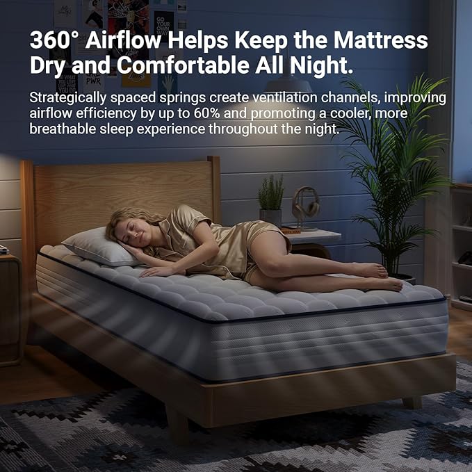 Avenco 6 Inch Twin Mattress, Foam and Spring Hybrid Mattresses in a Box, Medium Soft, Breathable Fabric & Adaptive Support, CertiPUR-US Certified, Twin Size Mattress in Guest and Kids Bedroom