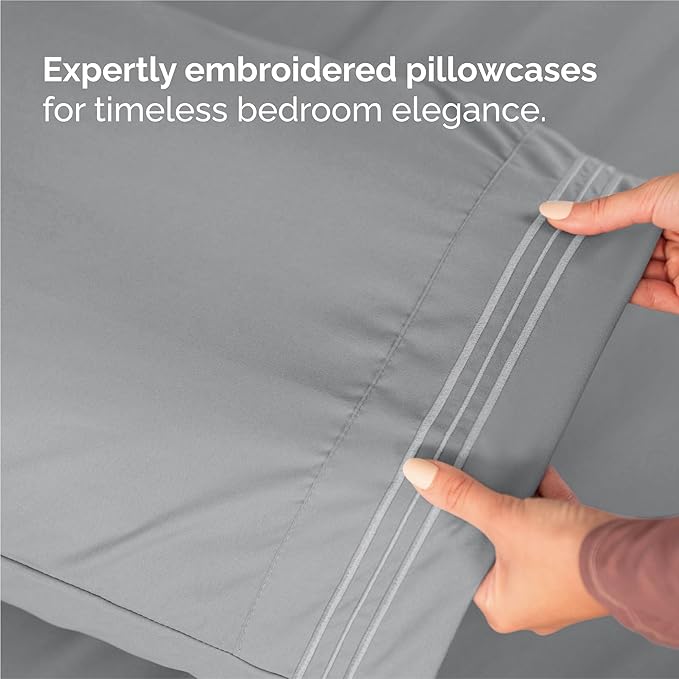 King Size 4 Piece Sheet Set - Comfy Breathable & Cooling Sheets - Hotel Luxury Bed Sheets for Women and Men - Deep Pockets, Easy-Fit, Soft and Wrinkle Free Sheets - Steel Blue Oeko-Tex Bed Sheet Set