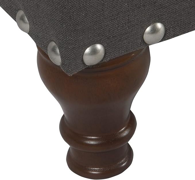 HomePop Large Storage Bench with Nailhead Trim - Charcoal