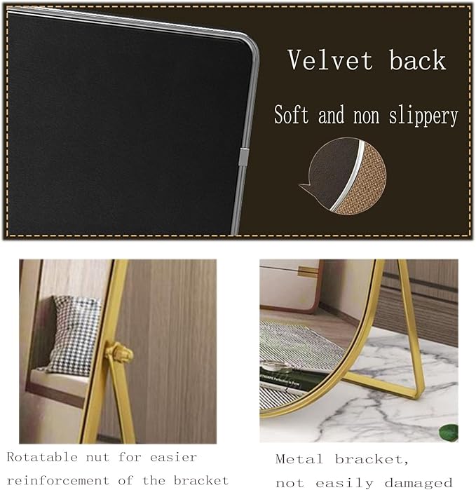 Vanity Makeup Mirror for Desk with Metal Stand Tabletop Mount Makeup Oval Mirrors 90°Adjustable Rotation Portable Cosmetic Mirror for Travel Bedroom,Office, Dresser,Countertop