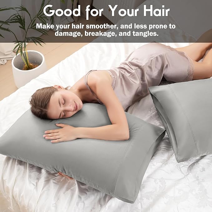Pillowcases King Size 2 Pack, Cooling Viscose from Bamboo Pillow Cases with Envelope Closure, Cool & Breathable Pillow Cover for Hot Sleepers and Night Sweats, 20" x 40"