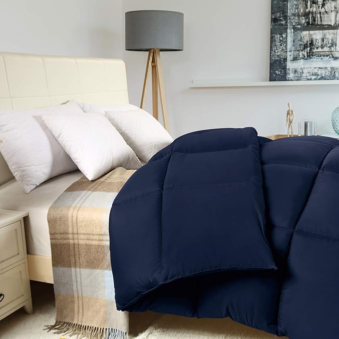 Utopia Bedding Queen Comforter Duvet Insert, Quilted Navy Comforter with Corner Tabs, Box Stitched Down Alternative Comforters Queen Size 88 x 88 inches