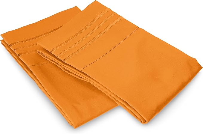 Elegant Comfort Luxury Ultra-Soft 2-Piece Pillowcase Set - 1500 Premium Hotel Quality Microfiber Double Brushed - Wrinkle Resistant, King Size, Vibrant Orange