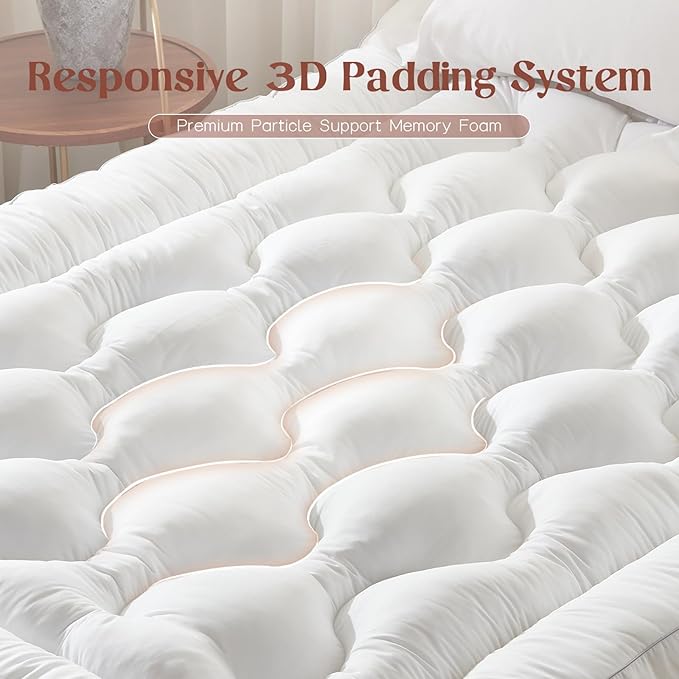 Decroom 4 Inch Mattress Topper King for Back Pain Relief, Breathable Memory Foam Mattress Pad, Soft & Supportive Pillow Topper, 80x78x4 Inch