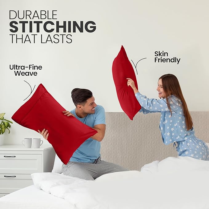 Utopia Bedding Queen Pillow Cases - 2 Pack - Envelope Closure - Soft Brushed Microfiber Fabric - Shrinkage and Fade Resistant Pillow Covers Queen Size 20 X 30 Inches (Queen, Red)