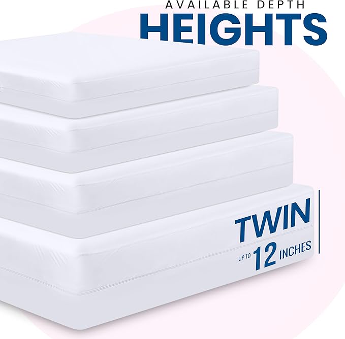 Utopia Bedding Premium Waterproof Bed Bug Mattress Cover, Twin Zippered Mattress Protector, 12 Inches Deep, Dust Mite Proof 6-Sided Mattress Encasement for Bed (Pack of 10)