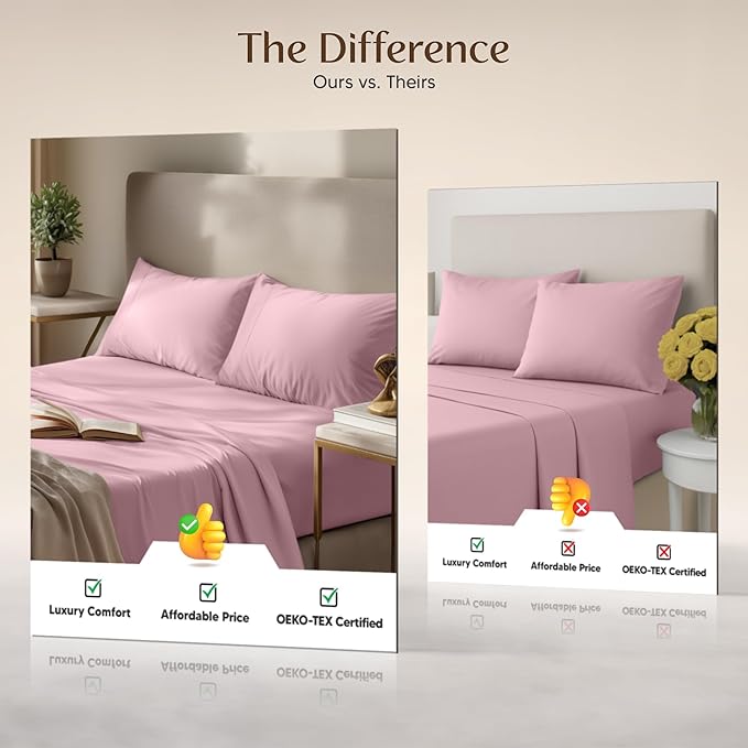 Utopia Bedding Full Size Sheet Set – 4 Piece Bed Sheets, Soft and Breathable Microfiber, Includes 1 Fitted Sheet, 1 Flat Sheet and 2 Pillowcases – Oeko Tex (Crystal Pink)