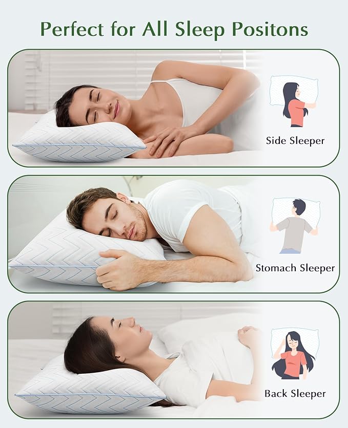 DIORIS King Size Pillows Set of 2 - Hotel-Quality Down Alternative Bed Pillows for Back, Side & Stomach Sleepers, Cooling Breathable Microfiber Fill, Medium Firm Support for Neck & Shoulders