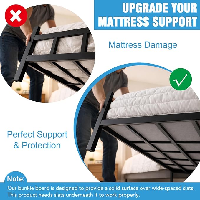 Bunkie Board Full Size (54x75''), 10mm Bed Boards for Under Mattress, Breathable, Noise Minimizing, Moisture Resistant Bunkieboards, Heavy Duty Bed Support Board for Platform & Slatted Frames