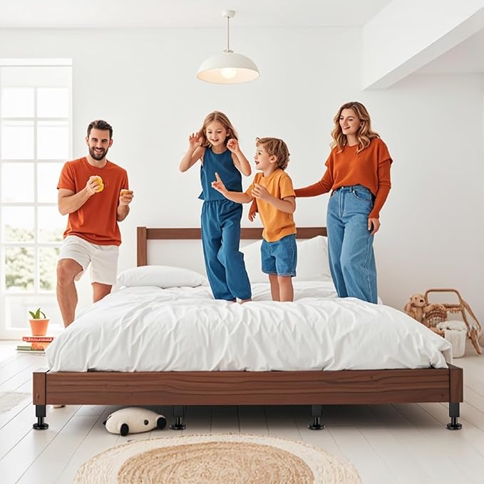 4PCS Adjustable Height Bed Support Legs, 6.2-8 In, Metal Heavy Bed Risers with Non-Slip Rubber Base, Replacement Furniture Feet for King Queen Frame Slats, Sofa, Couch, Cabinet, Dresser, Table