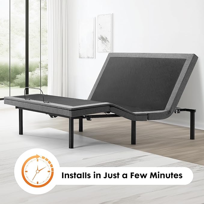 Sweetcrispy Full Adjustable Bed Frame, Ergonomic Electric Base with Wireless Remote and 2 USB Ports, Head and Foot Incline, Zero Gravity, Anti-Snore, Easy Assembly