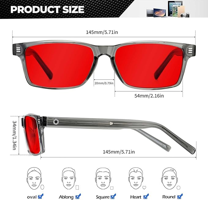 ANYLUV Blue Light Glasses Men Woman, Blue Light Blocking Glasses for Computer Gaming, Eye Strain Relief Eye Protection