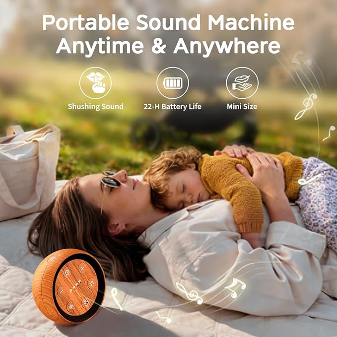 Portable Sound Machine Mini White Noise Machine for Baby Kids Adult with 32 Soothing Sounds 32 Volume Levels Sleep Brown Noise Machine with 4 Timer & Memory for Travel Office Privacy