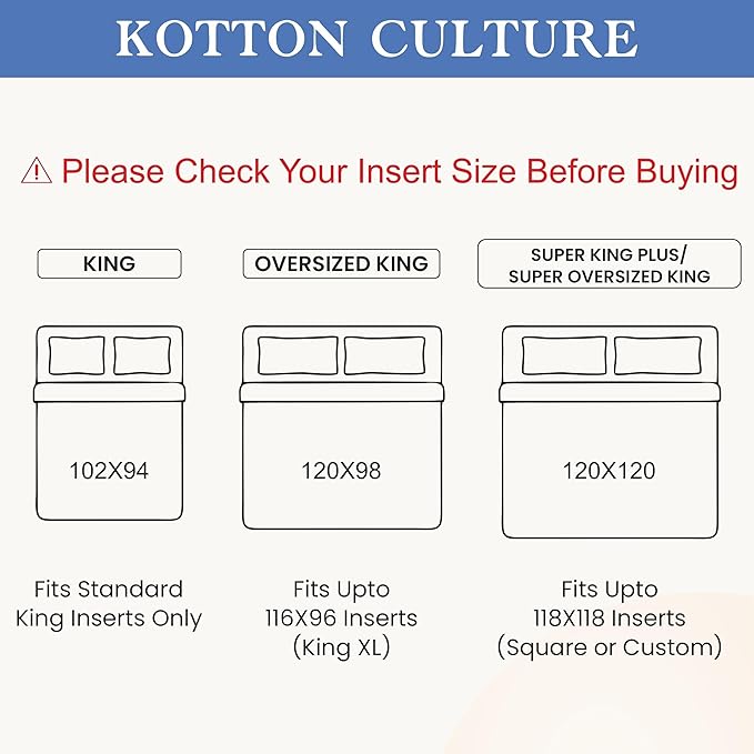 Kotton Culture 120"x120" 3 Pc Super King Plus/Super Oversize King Duvet Cover Set 100% Egyptian Cotton 600 TC Comforter Cover Zipper Closure & Corner Ties -Fits Only Extra Large Inserts -Aqua Green