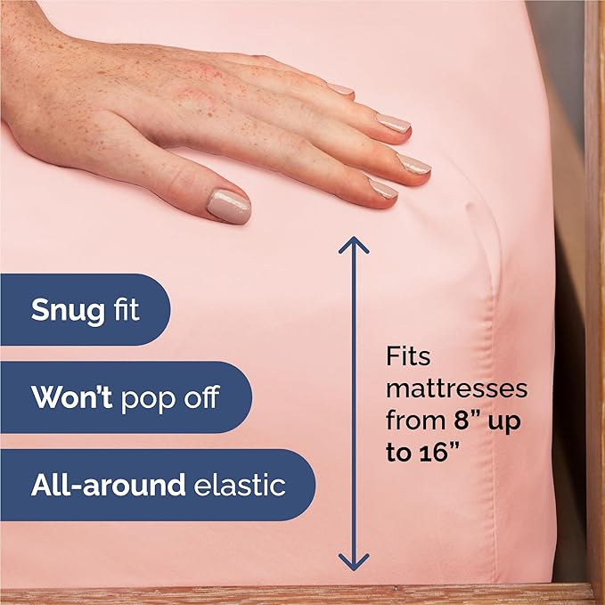 Split King Size 5 Piece Sheet Set - Comfy Breathable & Cooling Sheets - Hotel Luxury Bed Sheets for Women & Men - Deep Pockets, Easy-Fit, Soft & Wrinkle Free Sheets - Baby Pink Oeko-Tex Bed Sheet Set