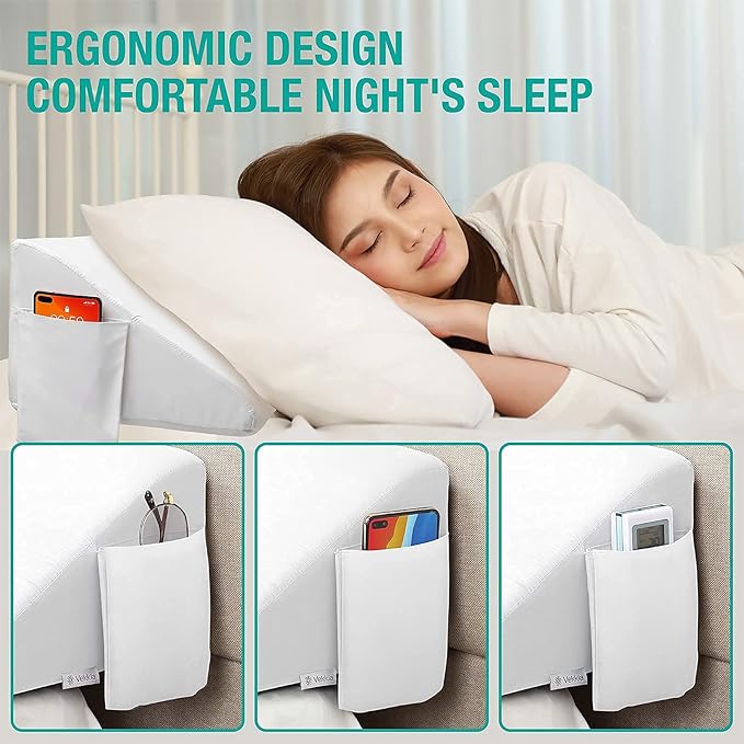 Vekkia King Bed Wedge Pillow for Headboard Gap/Bed Gap Filler/Mattress Wedge to Fill 0-6" Gap Between Headboard and Mattress (White 76"x10"x6")