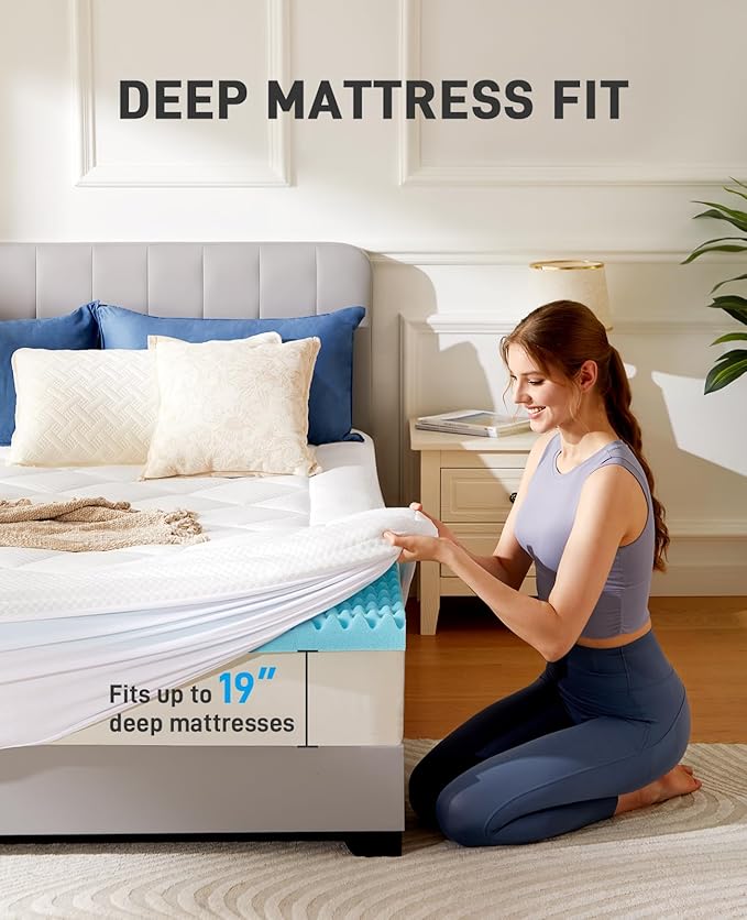 PERLECARE Twin XL Mattress Topper 4 Inch, Plush Support for College Dorm Room Essentials, 2.5 Inch Soft Cooling Gel Memory Foam Plus 1.5 Inch Pillow Top Cover