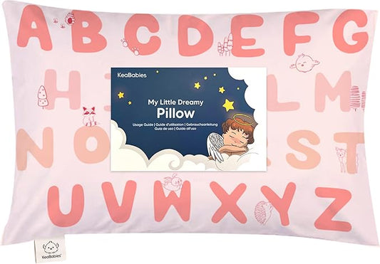 Toddler Pillow with Pillowcase - 13x18 My Little Dreamy Kids Travel Bed Pillows for Sleeping, Organic Cotton Small Pillowcase, Soft & Breathable, Machine Washable,Toddlers 2-5 years old(KeaABC Sakura)