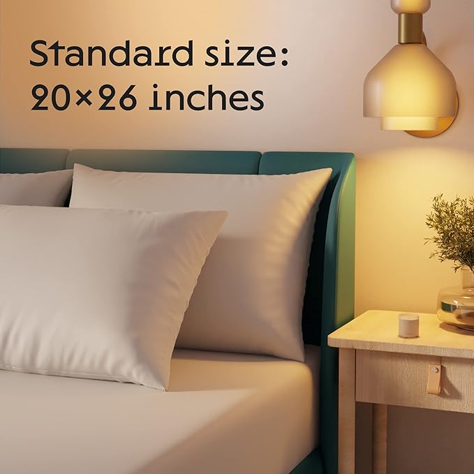 Niagara 4 Pack Standard Pillow Protectors with Zipper, Premium Cotton Sateen Blend Tight Weave Lab Tested Non Noisy Zip Covers Breathable Non Crinky (20x26 Inches)