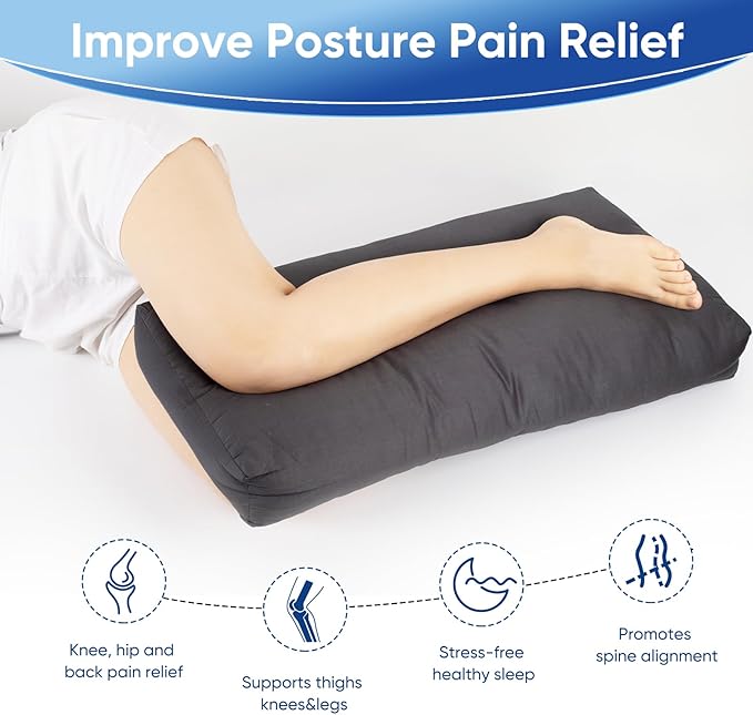 MINUPWELL Knee Pillow for Side Sleepers, 3" Leg Pillow for Side Sleeping, 100% Cotton Fabric Pillow for Between Knees While Sleeping - High Support Alternative for Relieving Leg, Back, and Knee Pain