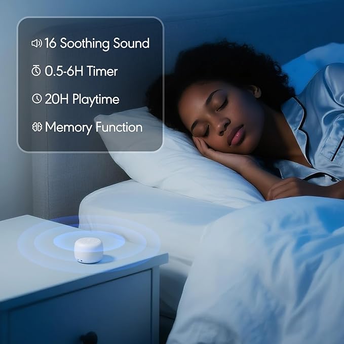 Portable Sound Machine for Baby Adults,Travel Sound Machine,Mini White Noise Machine,16 Non-looping Sounds &Timer, Memory Function,Sleep Sound Machines Perfect for Privacy Hotel Gift (Tiny)