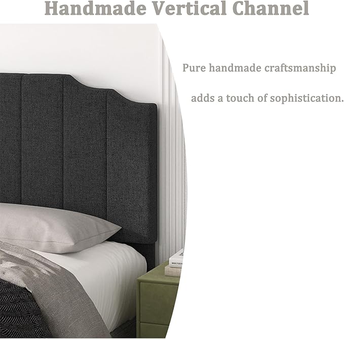 Befurtori King Size Headboard Only, Linen Wall Mounted Headboard King for Adjustable Bed Modern Upholstered Head Board Easy Assembly, Dark Gray