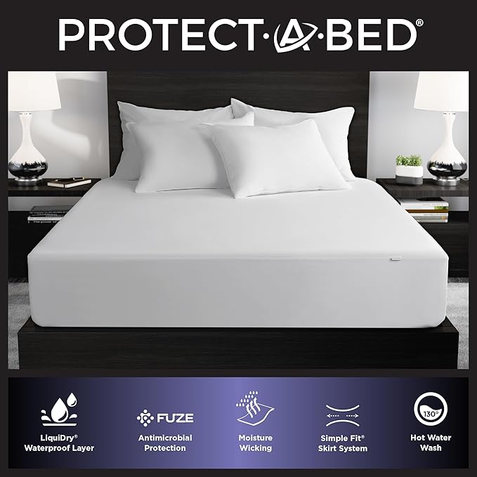 Protect-A-Bed Essential Mattress Protector Full, Dust Mite Resistant, Noiseless and Odor-Resistant Mattress Cover, 100% Waterproof Top, Machine Washable, Fits 11"-18" Mattresses
