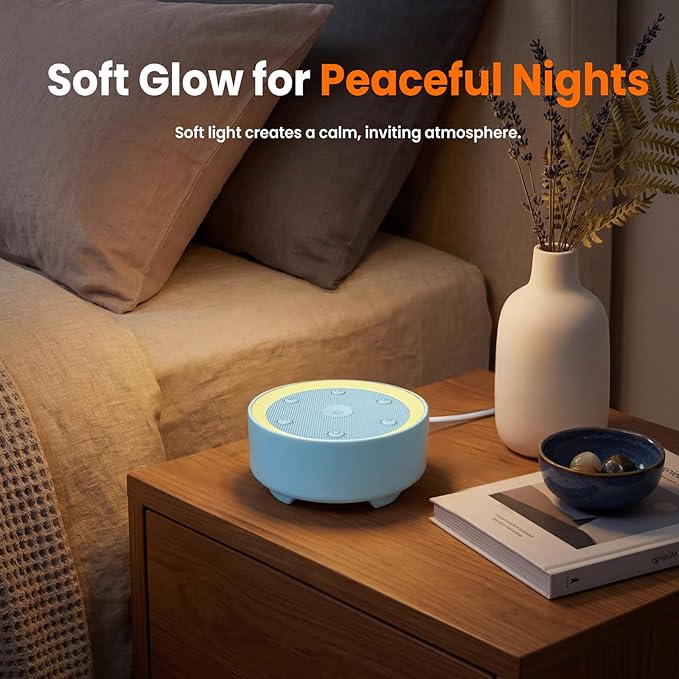 Kipcush Sleep Sound Machine - 21 High-Fidelity Non-Looping Sounds, Portable White Noise Machine for Baby, Kids & Adults, Dimmable Night Light, 6 Auto-Off Timers, USB Powered for Travel, Home & Office
