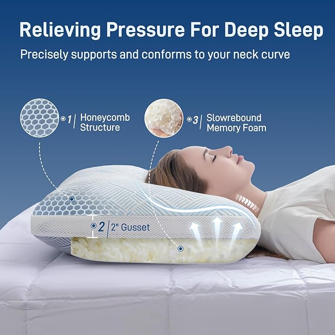Lyralith Shredded Memory Foam Cooling Soft Bamboo Viscose Pillow King Size, Adjustable Hypoallergenic Hotel Quality Bed Pillow for Side, Stomach and Back Sleeper, Oeko-TEX Certified