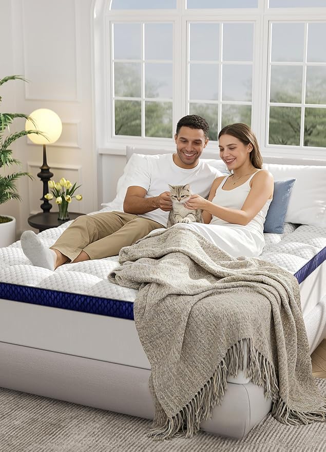 BEDELITE Full Mattress Topper 3 Inch Thick Mattress Pad, Plush Pillow Top Bed Cover with Elastic Deep Pockets Up to 6-24 Inch for Pressure Relief, Shredded Memory Foam Filling