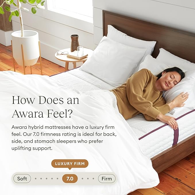 AWARA Natural Hybrid California King Mattress 10 Inch - Certified Natural Latex - Sustainable New Zealand Wool - Steel Springs - 365-Night Trial White