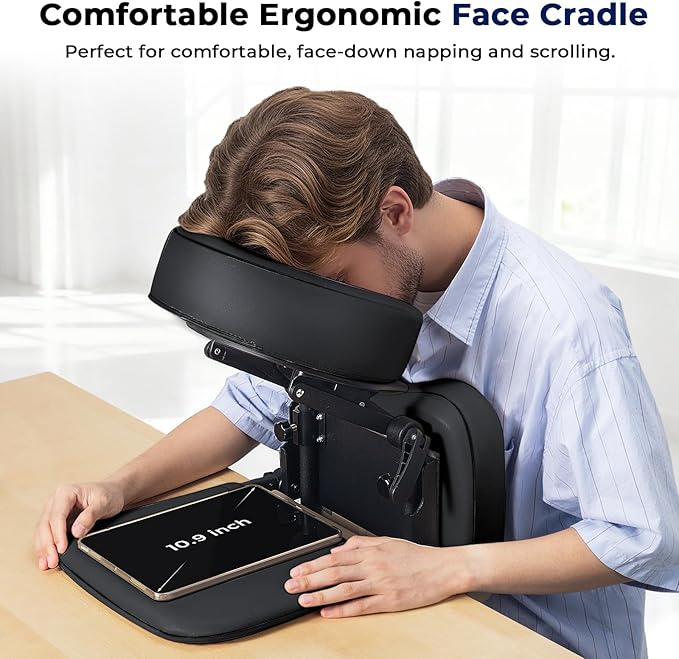 Udefineit 3 in 1 Multifunctional Portable Face Down Cradle Massage Kit for Desktop, Massage Bed & Home Mattress, Deluxe Adjustable Headrest Face Pillow Bracket for Office Sleeping Nap Rest