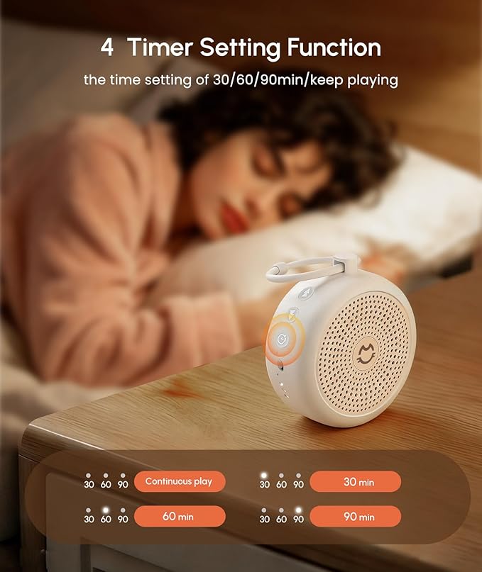 Portable White Noise Machine for Sleeping, 29 Soothing Non-looping Sounds for Adults & Kids, 50h Babies Sleeping Sounds Machine, Timer, Memory Function, Traveling, for Relax-2026 Updated Version