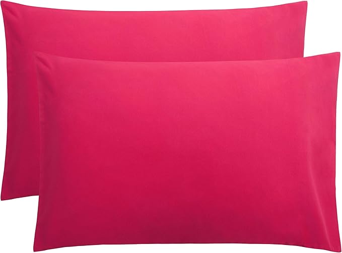 FLXXIE Pillow Cases Queen, Soft Microfiber Pillow Covers with Envelope Closure, Wrinkle Resistant Pillowcases, 2 Piece Set, 20x30, Magenta