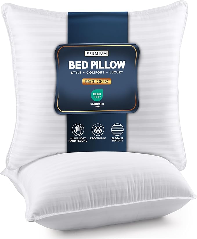 Utopia Bedding Bed Pillows for Sleeping Euro Pillows 26x26 Size (White), Set of 2, Down Alternative Pillow for Sleeping, Cooling Hotel Quality Pillow Set for Back, Stomach or Side Sleepers