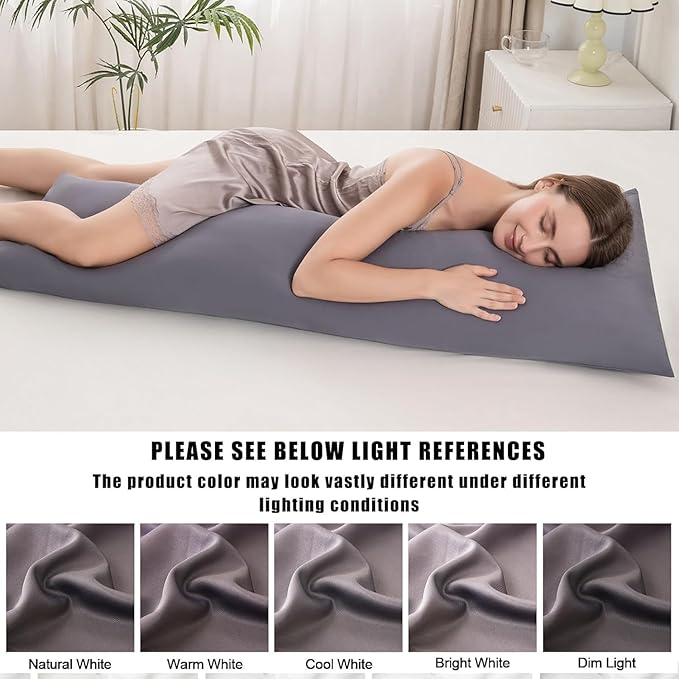 Body Pillowcase with Zipper Cooling Viscose from Bamboo Zippered Pillowcases, Cool & Breathable Body Pillow Cover for Hot Sleepers and Night Sweats, 20" x 54"