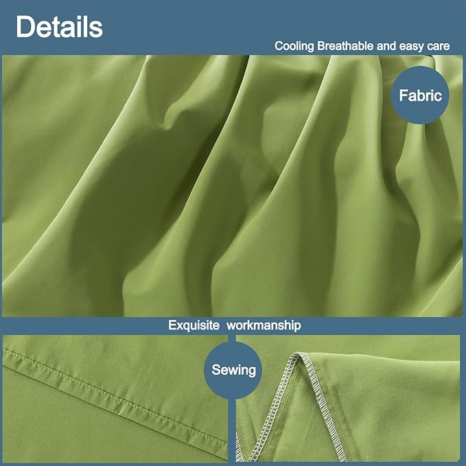WhatsBedding Body Pillow Cover Cotton Fabric, Long Pillowcase Breathable & Skin-Friendly, Envelope Closure - Sage Green (20x54 inch)